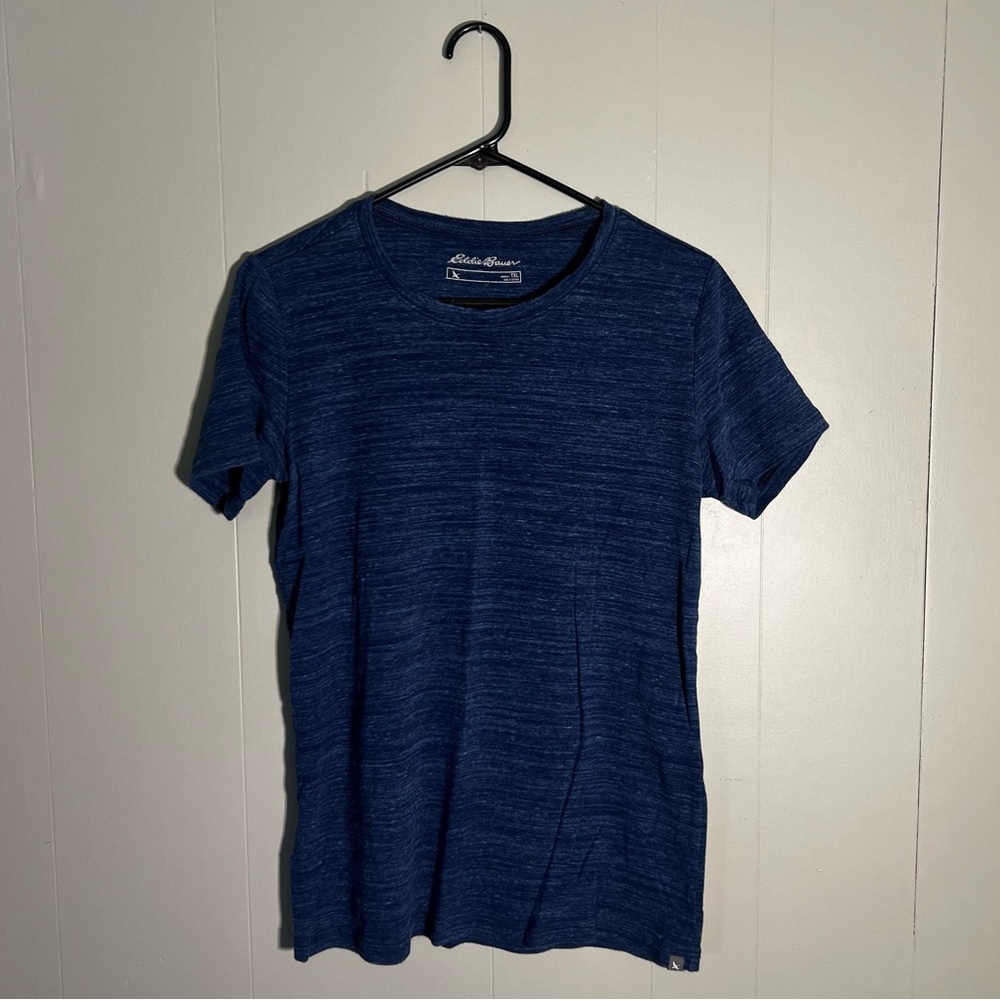 Eddie Bauer Women’s TXL Blue Heather Short Sleeve Crew Neck T-Shirt 100% Cotton